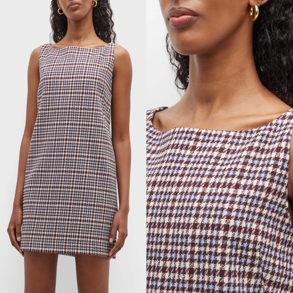 NWT Rebecca Taylor Techy Houndstooth Wool Shift Mini Dress Sheath Sleeveless 2 4 - Picture 2 of 15